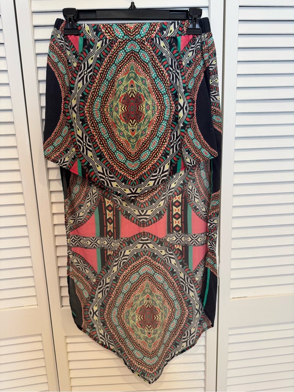 Alexis Multicolor Geometric Boho Jancee High Low Skirt